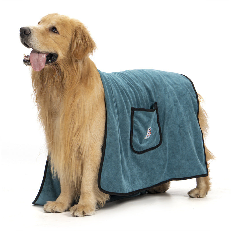 Quick-Dry Dog Bath Towel with Hand Pockets