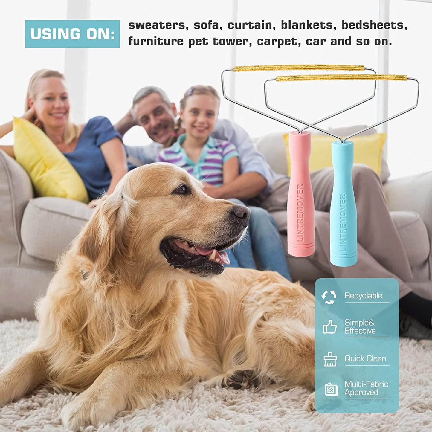 Reusable Pet Hair Remover for Fabrics & Carpets