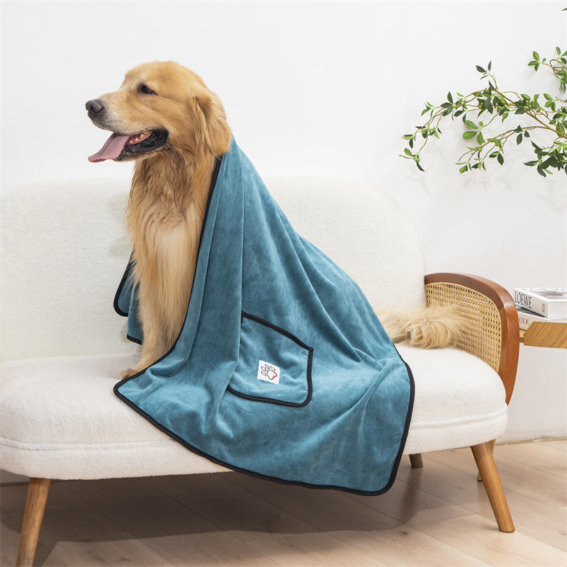 Quick-Dry Dog Bath Towel with Hand Pockets