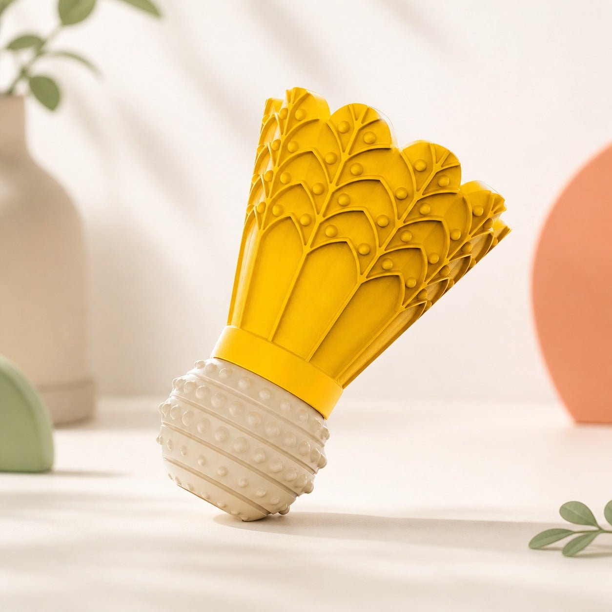 Treat-Dispensing Dog Shuttlecock Toy - Yellow