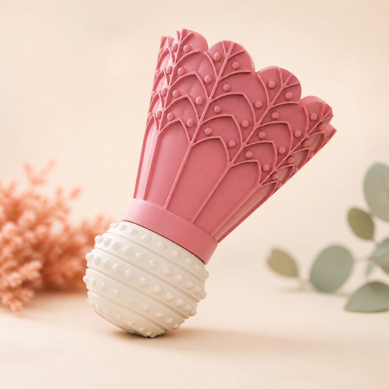 Treat-Dispensing Dog Shuttlecock Toy - Pink