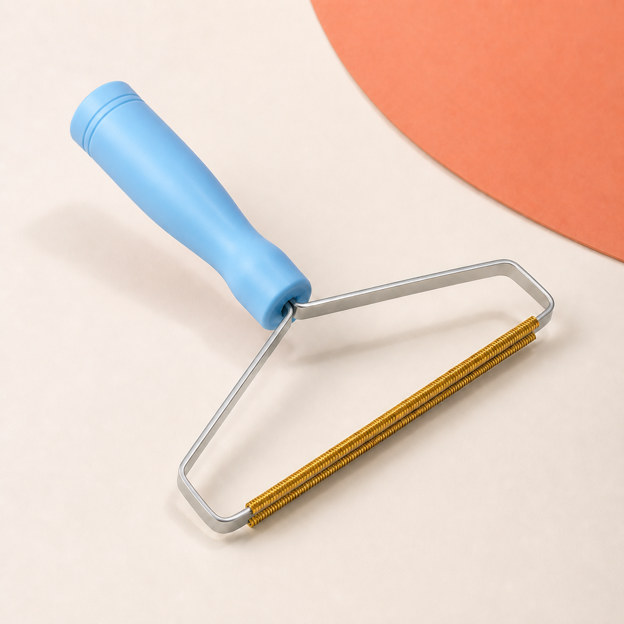 Reusable Pet Hair Scraper for Fabrics & Carpets - Blue — Right-Angle Frame