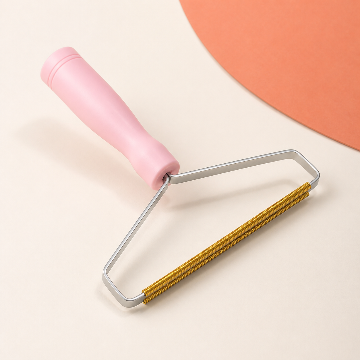 Reusable Pet Hair Scraper for Fabrics & Carpets - Pink — Right-Angle Frame