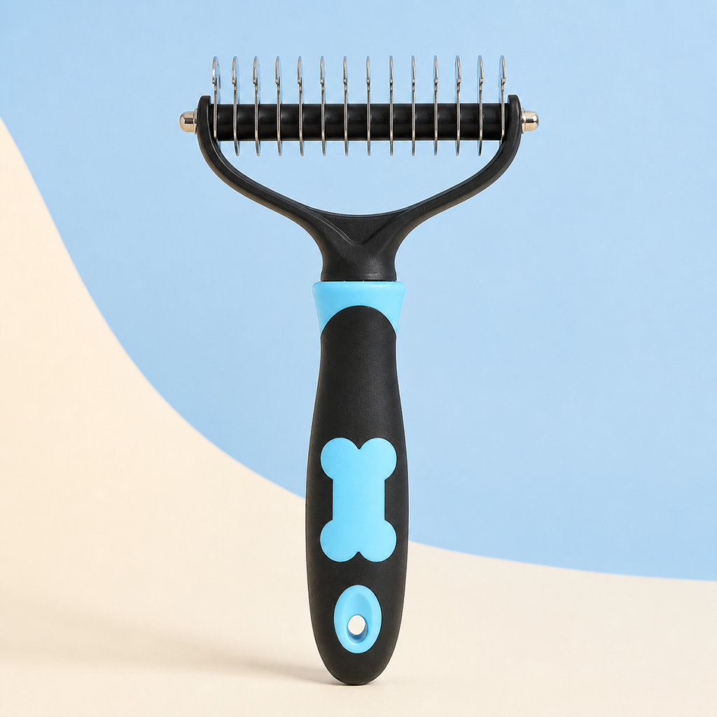 Deshedding Rake for Dogs & Cats - Large — Blue