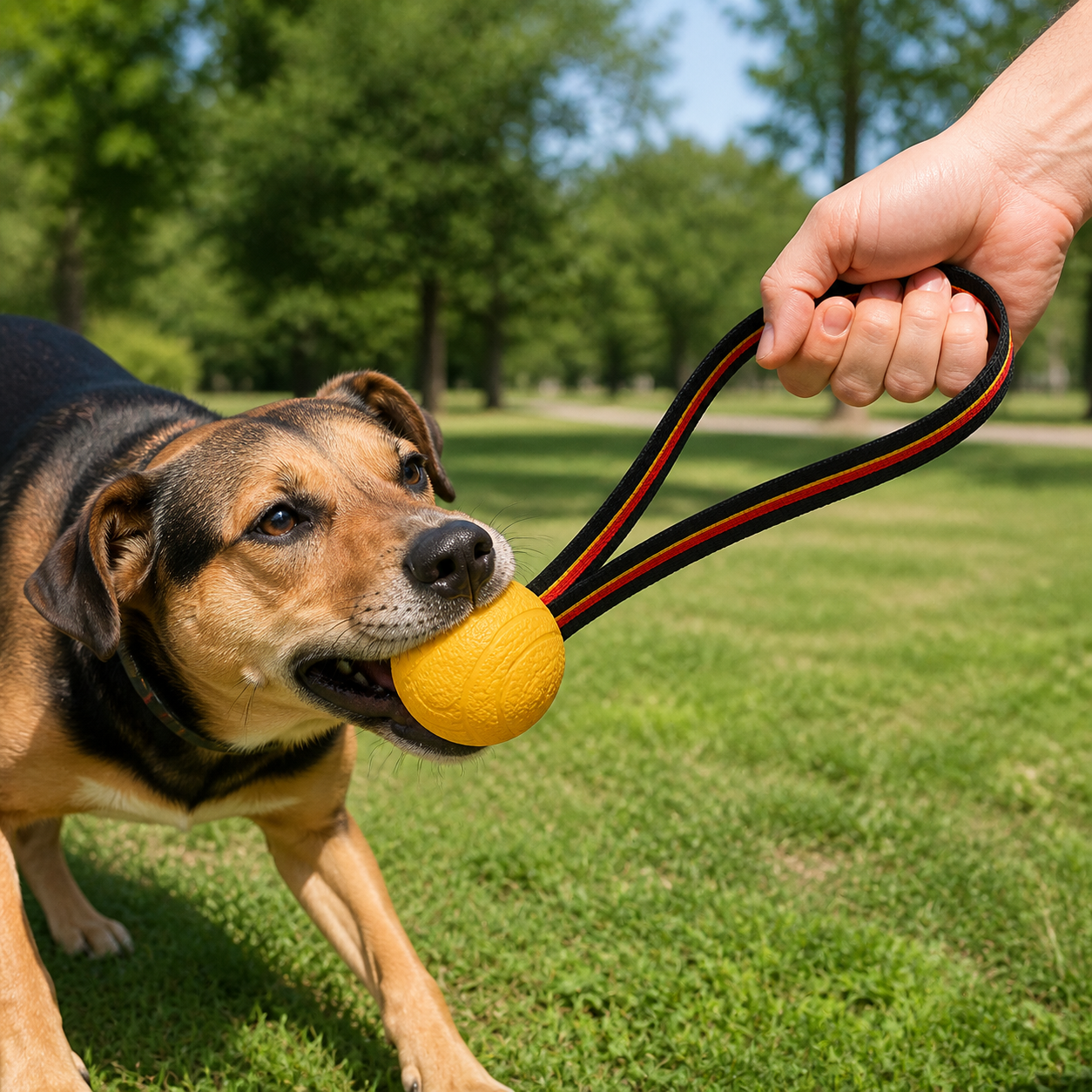 Dog Tug Ball with Handle - Image 3