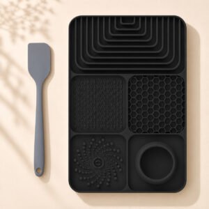 Silicone Slow Feeder Lick Mat for Dogs - Rectangular — Black
