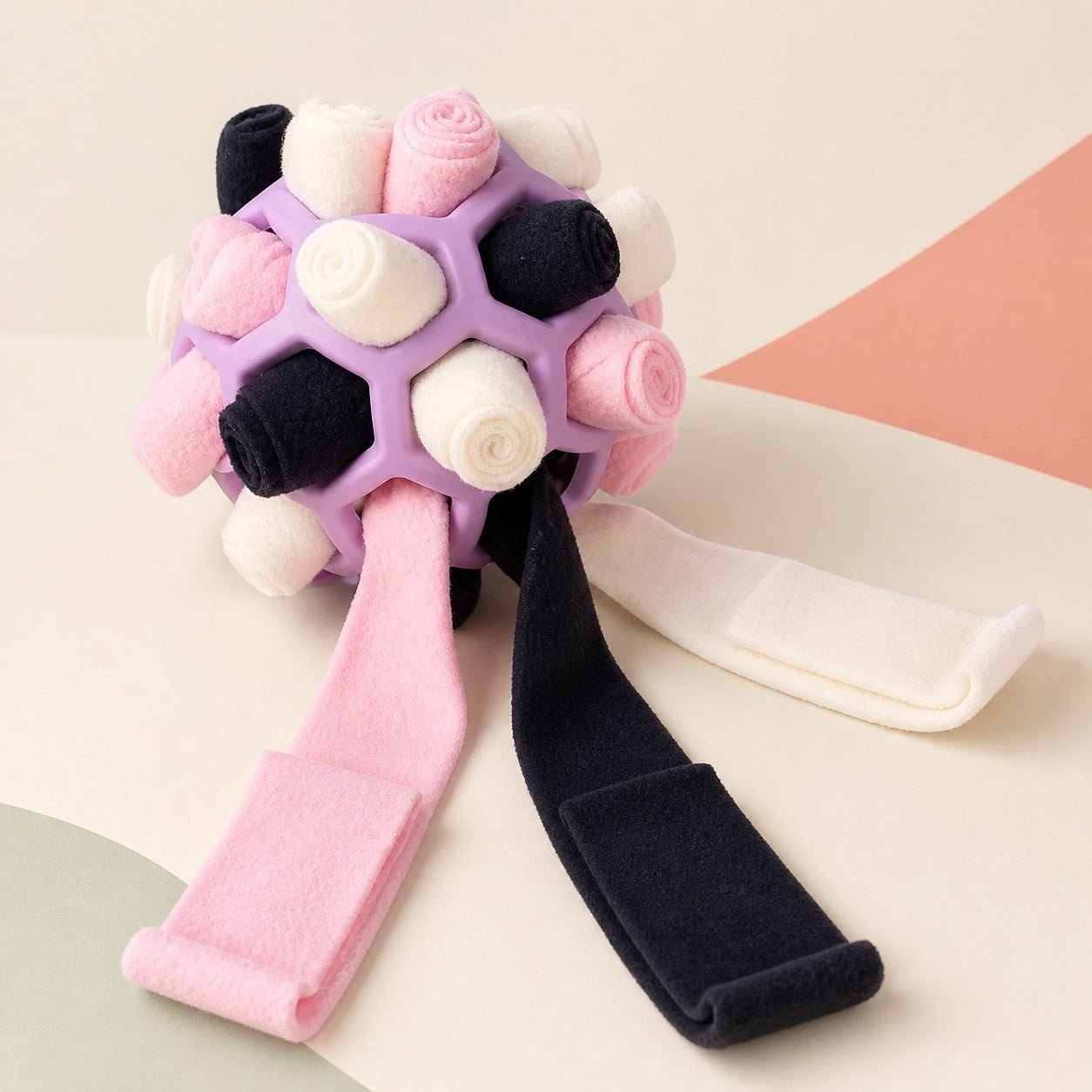 Snuffle Puzzle Ball for Dogs - Pink, Navy & White