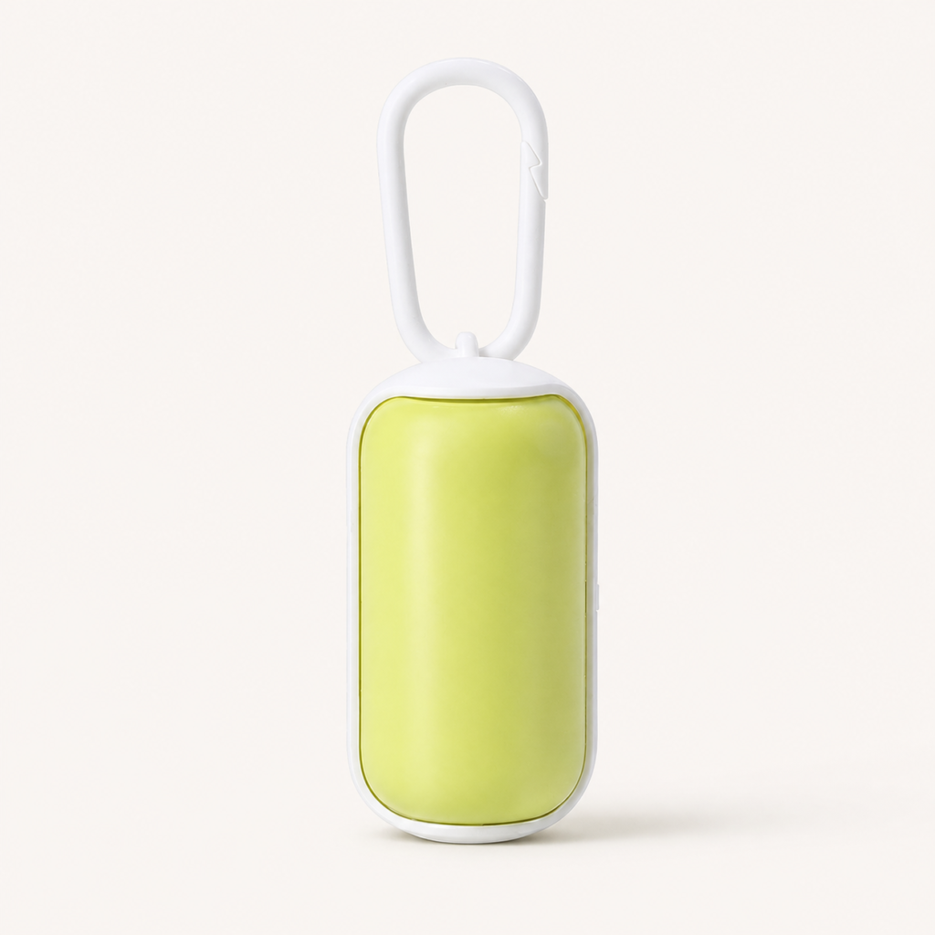 Dog Waste Bag Dispenser with Clip - Green / White